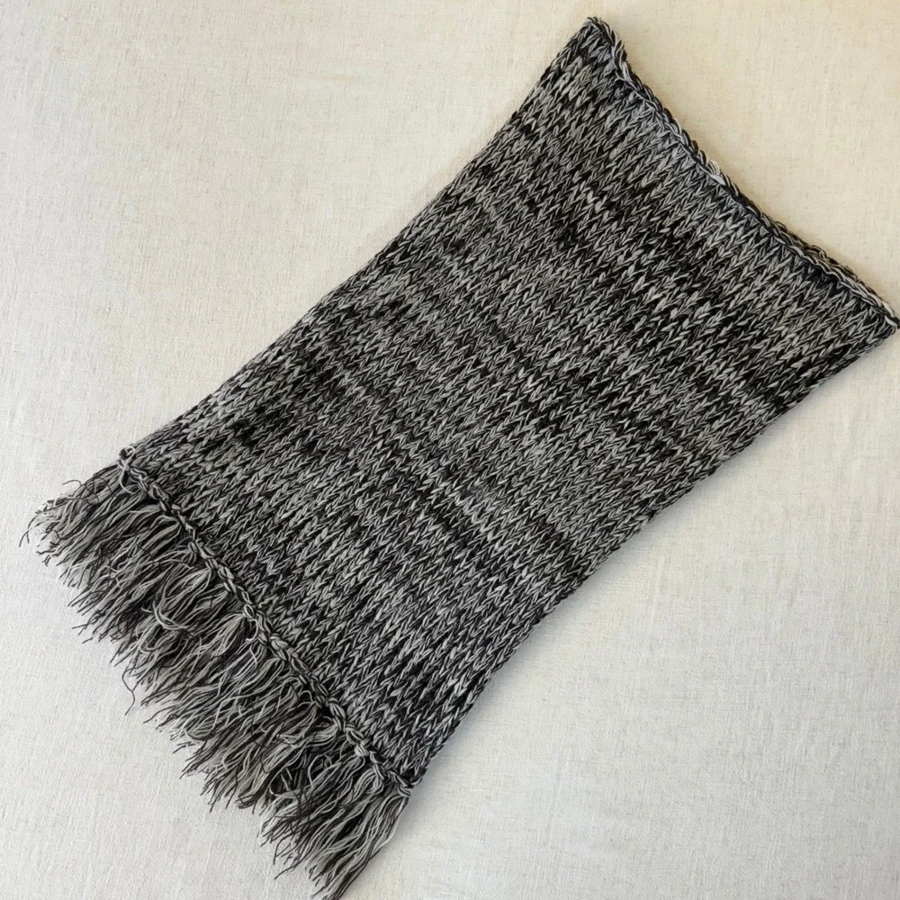 Indigo Soul Marled Knit Scarf Brown Cream‎ Fringe Acrylic Winter Accessory